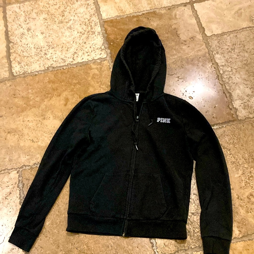 Girls Pink Brand zippered hoodies youth size small (black)